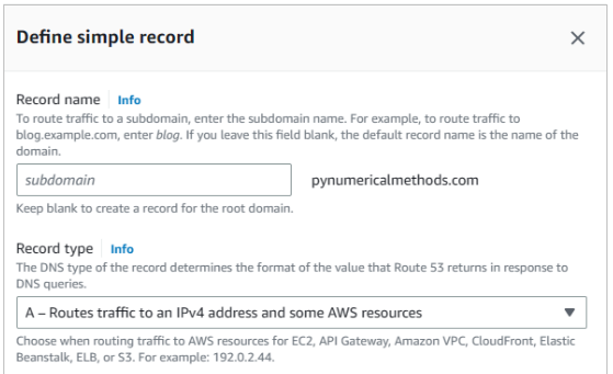 Route 53 Define Simple Record 1.